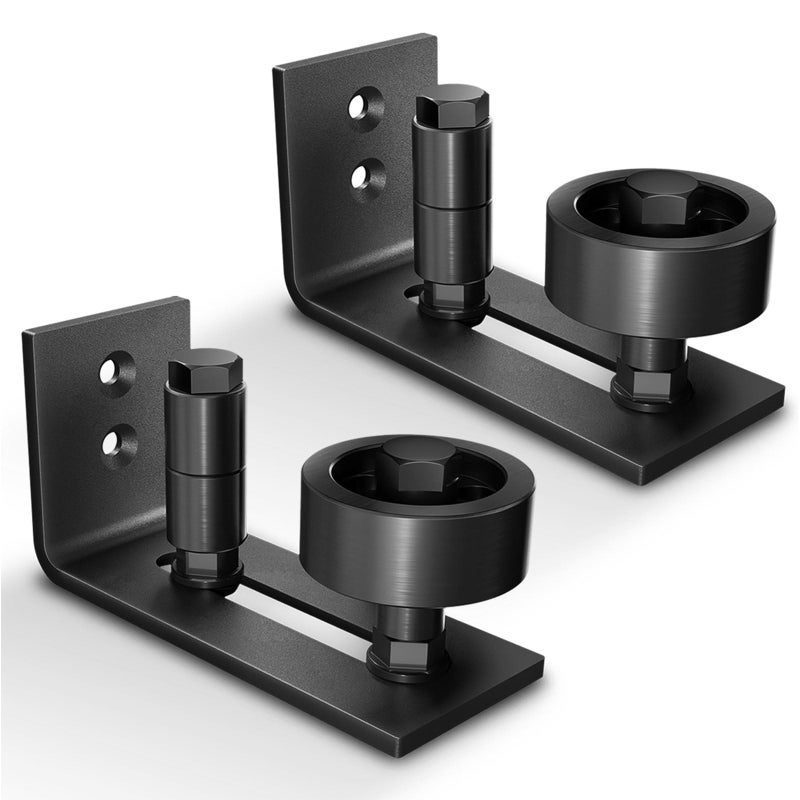 EaseLife 2 Pack Barn Door Floor Guide,8 Assemble Setup Options,Wall Mount System,Adjustable Stay Roller,Flush Flat Bottom Design,Black - Image 1
